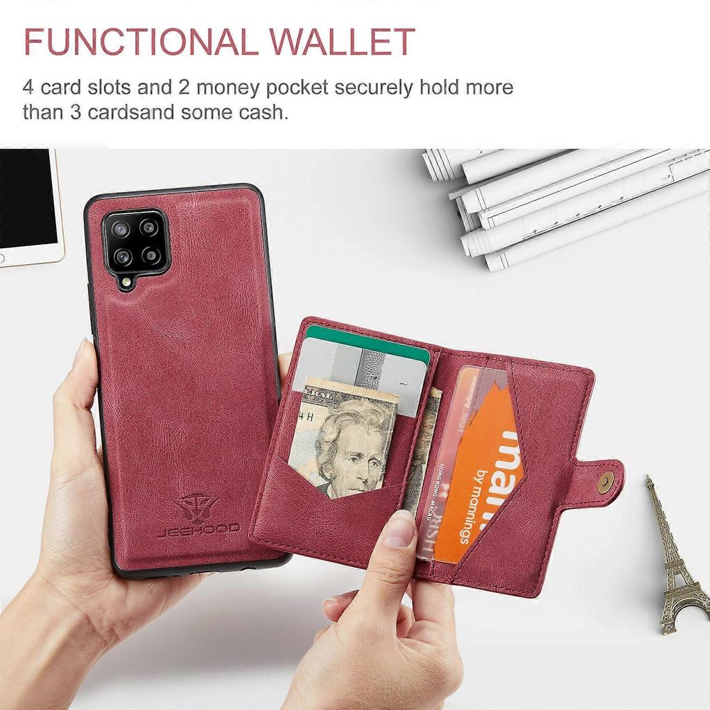 Compatible For Samsung Galaxy A42 5G Case JEEHOOD J01 Retro Leather Phone Back Cover with Detachable Magnetic Card Holder