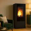 Wood burning steel stove KRATKI HATI Ø 150 5,5 kW black thermotec