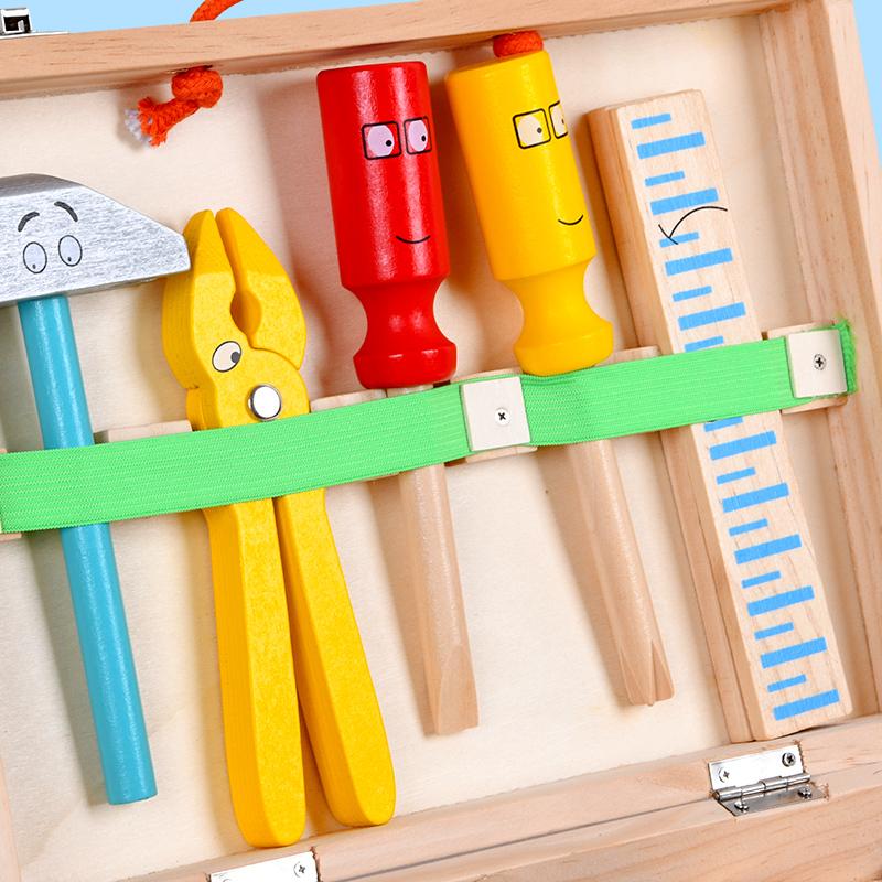 Giocattoli Educativi Montessori per Bambini Set Gioco di Ruolo Cassetta degli Attrezzi in Plastica e Legno Bambini Montaggio Dadi e Viti Strumento da Falegname di Simulazione