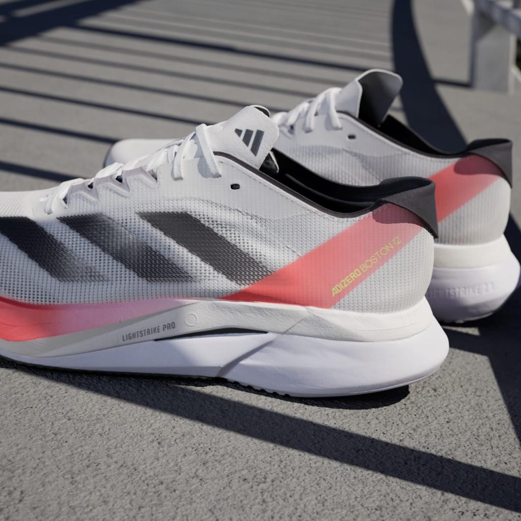 adidas Adizero Boston 12 IF9210 Men's Performance Sports Shoes Cloud White / Aurora Met. / Solar Red