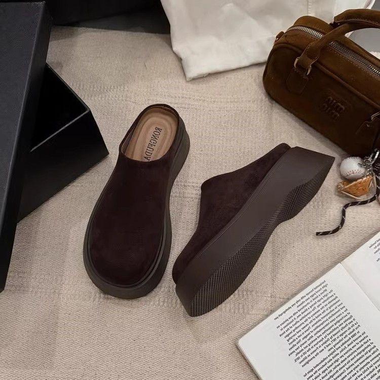 Thick-soled Birkenstock bag head half slippers women's outer wear 2025 spring and autumn new lazy one-pedal Birkenstock shoes half tray