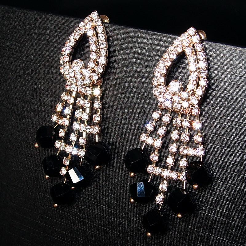 Star Shine Luxury Crystal Earrings Fashion Gala High-end Diamond Earrings Tassel Temperament Earrings