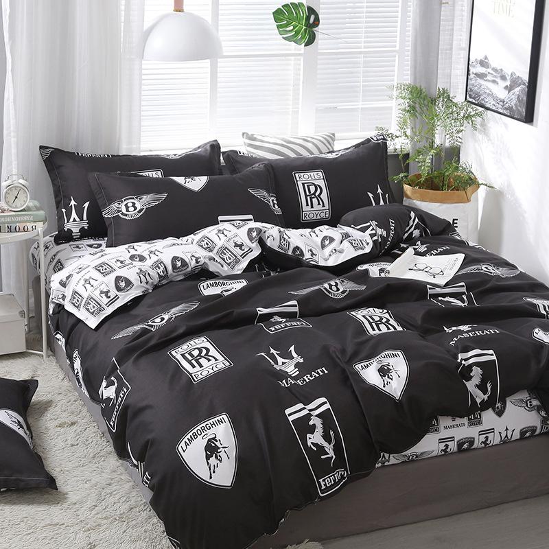 Simple aloe vera cotton four-piece set three-piece set quilt cover bed sheet human bedding