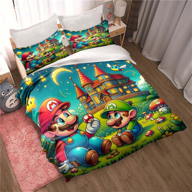 New Super Mario Soft and Comfortable Duvet Cover, Children's Bedding Set Gift, Extra Large Size, Multiple Sizes Available.