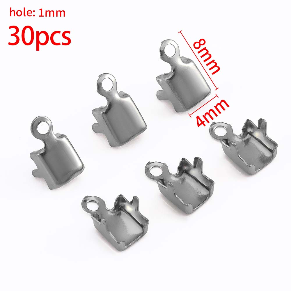

30pcs 60pcs Stainless Steel Clasps Cords End Clip Tip Fold Crimps Cubic Zircon Chains Connectors for DIY Jewelry Making Supplies