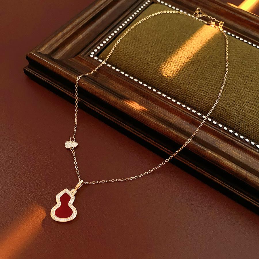 Новое китайское винтажное универсальное подвесное ожерелье в стиле China-Chic красный/золотой