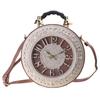 Novelty Real Working Clock Shoulder Crossbody Bags All-matching PU Leather Handbags Vintage Female Messenger Bags Gifts