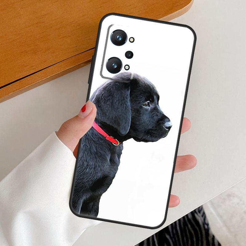 Black Labrador Dog For Realme 11 12 Pro Plus 10 9 GT5 GT Neo 6 C25s C21Y C30 C31 C33 C35 C51 C53 C55 C67 Case