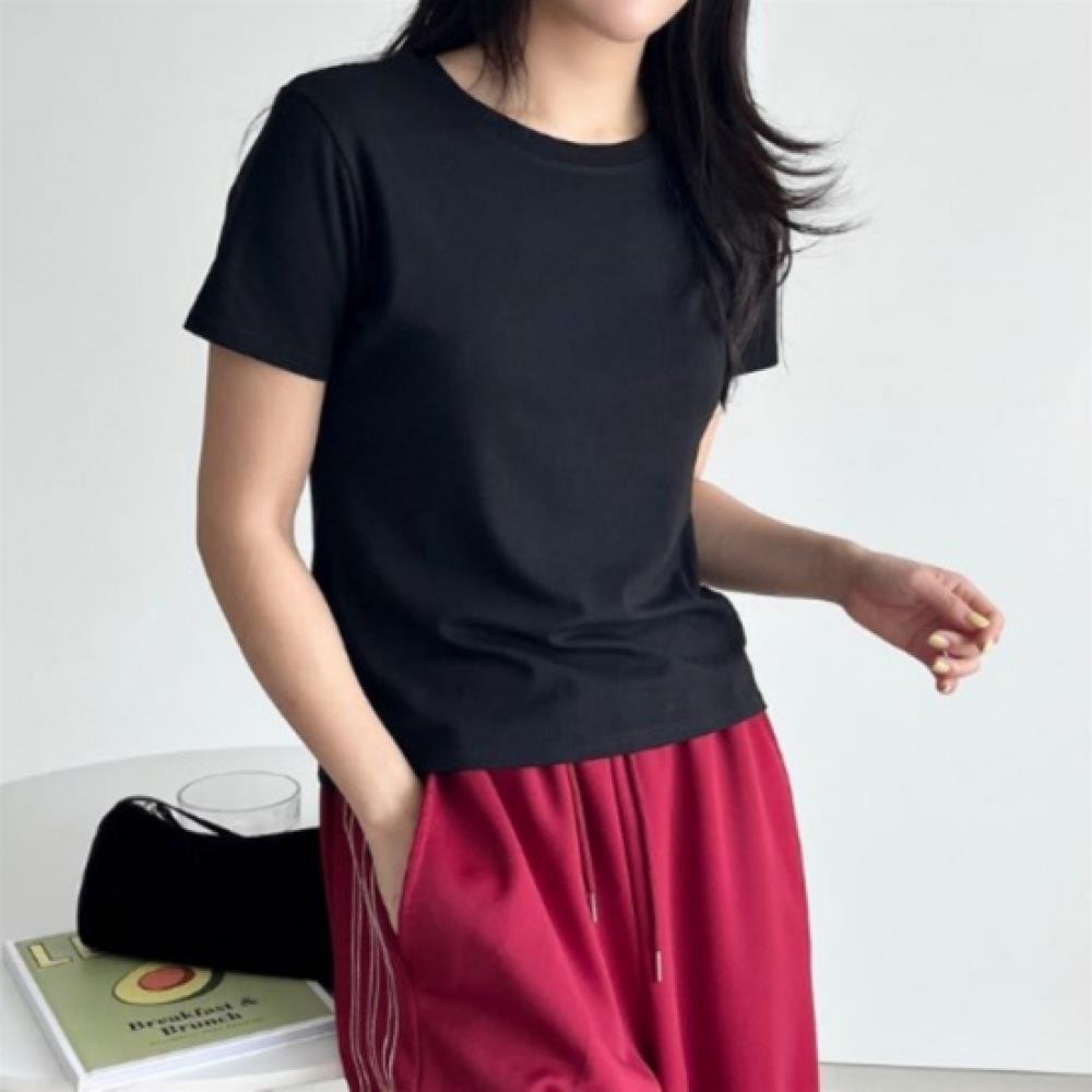 New Arrivals Open Run Women Round Neck ShorT Sleeve T shirT Viscose Spandex