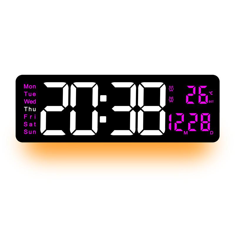New creative wall clock, simple large screen display, living room clock, special ambient light, multifunctional clock 1118