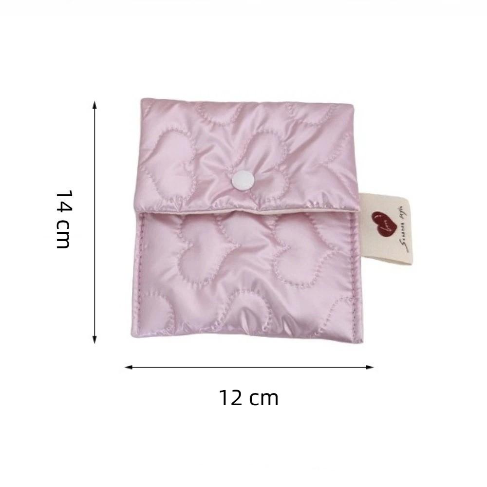 Large Capacity Sanitary Napkins Storage Bag Embossed Bow Makeup Bag Multi-Purpose Use
