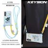 KEYSION Crossbody Strap Phone Case for Samsung A54 5G A34 A24 A14 Cute Cartoon Long Lanyard Mirror Shockproof Cover for Galaxy S23 FE 5G