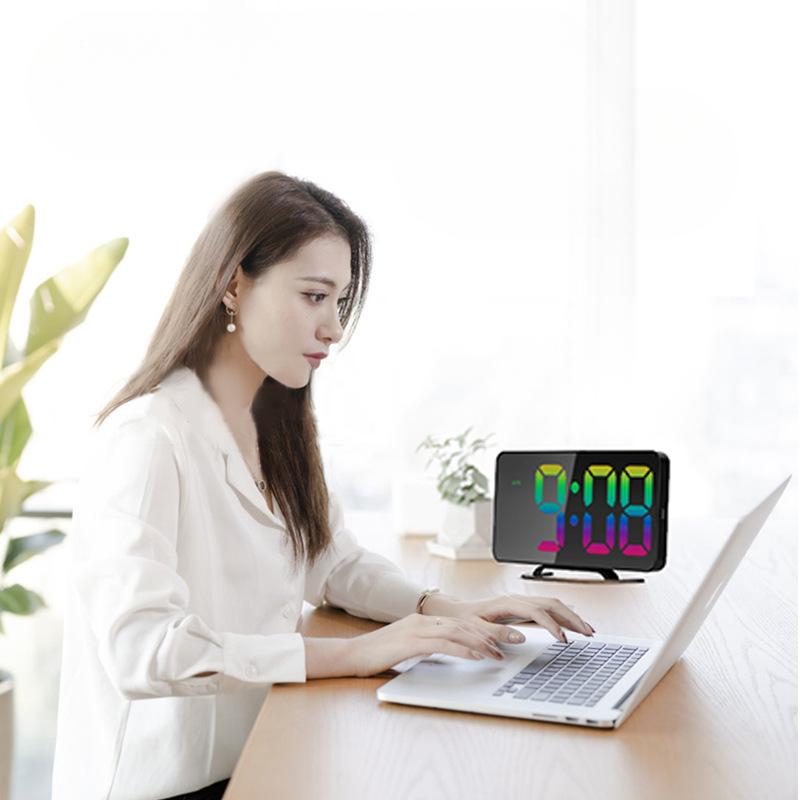 Colorful Children's Alarm Clock LED Large Font Display Electronic Clock Student Digital Alarm Clock