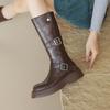 Women's 2024 Autumn/Winter Platform Knee-High Chunky Heel Boots with Thick Soles