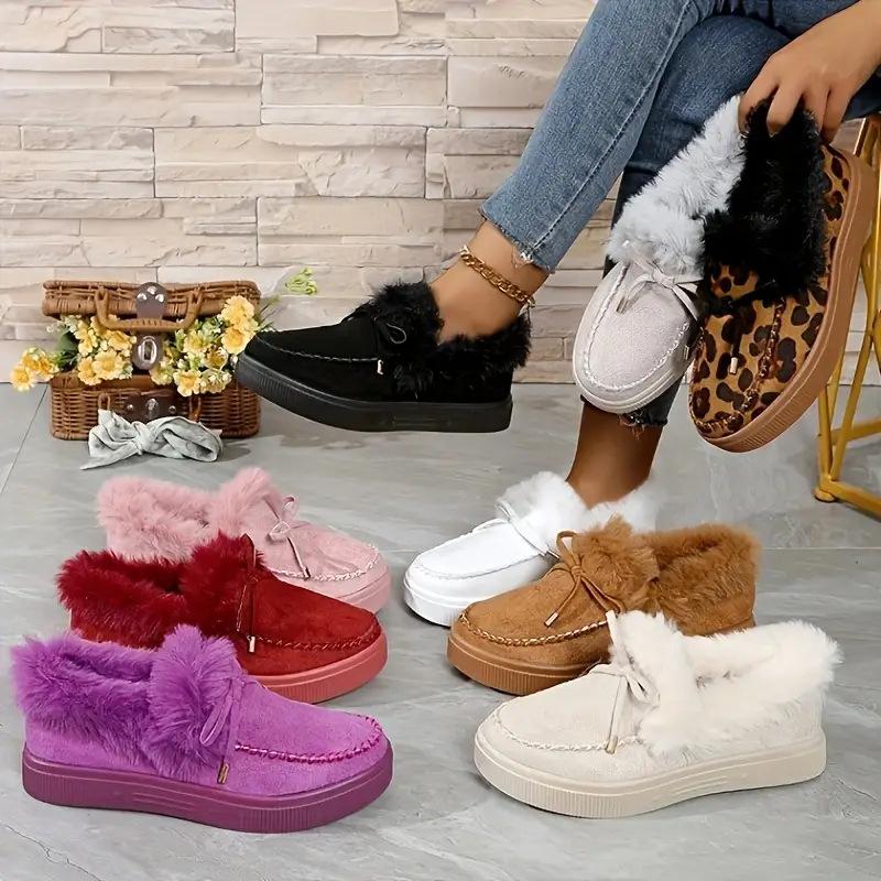 European and American Snow Boots Autumn and Winter New Large-size Flat-bottomed Bow Cover Foot Lazy Cotton Shoes