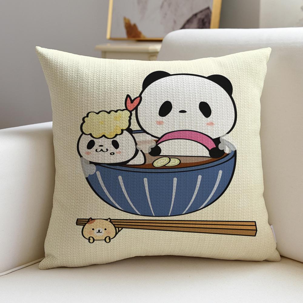 Lazy TTarepandaS Cushion Cover Breathable and skinfriendly linen pillowcase square removable and washable cushion