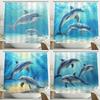 Underwater World Dolphin Cartoon Printed Shower Curtain, Bathroom Decorative Shower Curtain,Waterproof Shower Curtain with Hooks