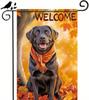Thanksgiving Fall Garden Ag 12x18 Inch Welcome Black Labrador Retriever Dog Outdoor Ag Double Sided Autumn Yard Banner W EEZ