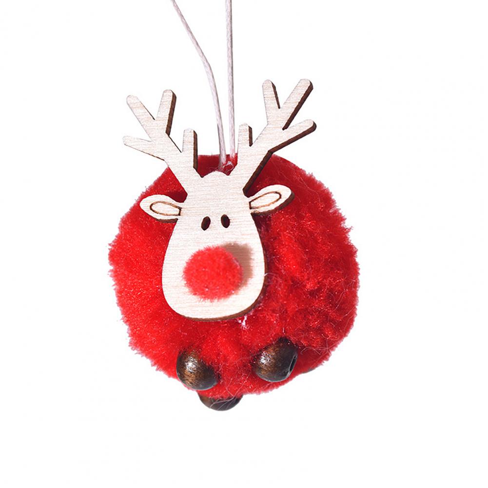 Christmas Elk Ornament Holiday Elk Pendant Pom Pom Reindeer Plush Ornament Wooden Elk Hanging Pendant Festive Felt for Tree