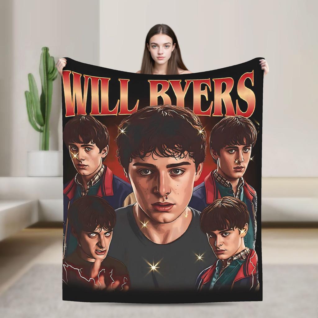 Will byers Horror TV Warm Comfy Blanket For Bedroom Graphic Throw Blanket Autumn Camping Flannel Bedspread