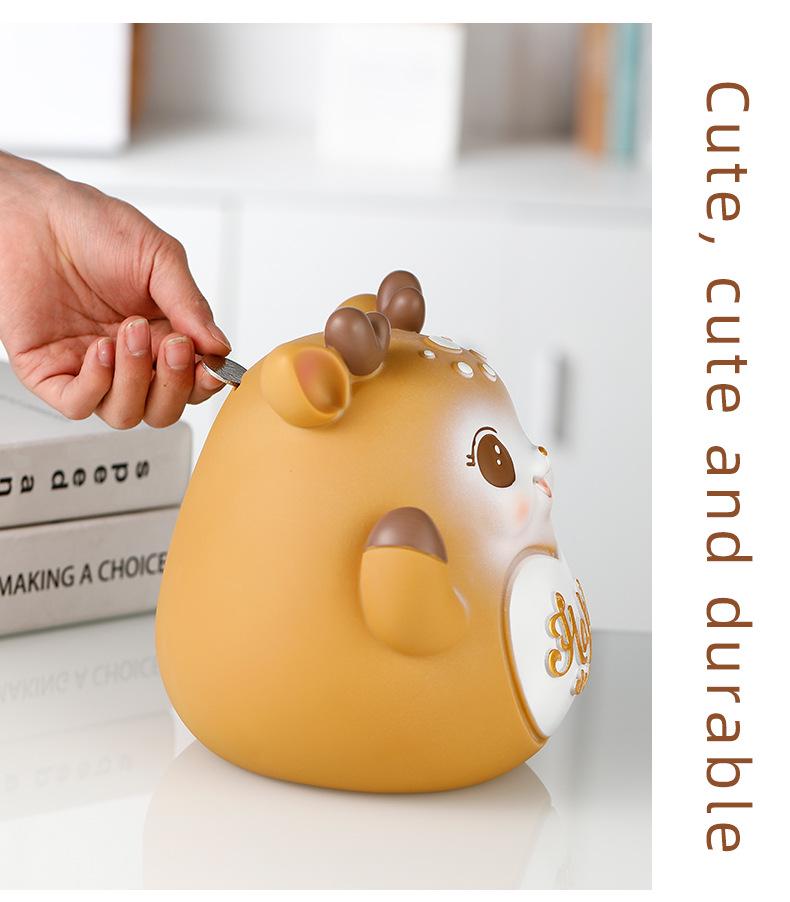 New Deer Cartoon Large Piggy Bank: Net Red Savings Bank for Girls, Kids' Gift