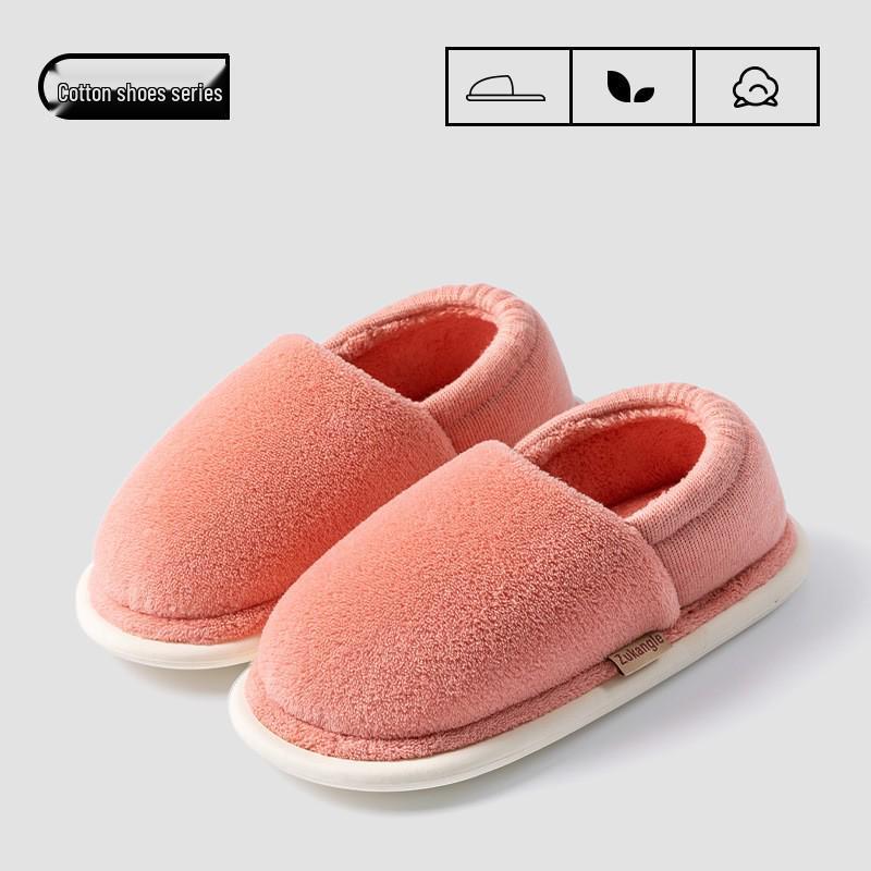 Men's and Women's Thickened Cotton Slippers: Fleece-Lined, Heel-Covering, Warm Indoor Shoes for Winter.