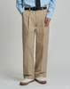 WORK ON BODY OFF Semi-Wide One-Pleat Cotton Pants [Beige]