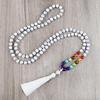Creative 108 Beads Colorful Stone Necklace & 8mm Chinese Tassel Knot Bracelet