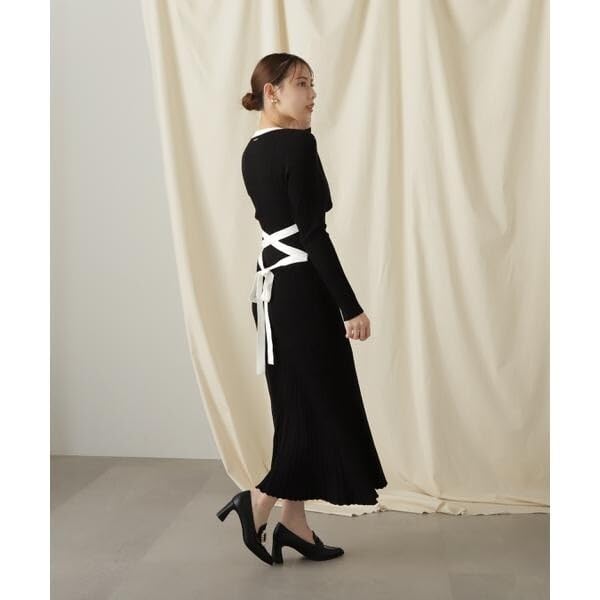 Sukienka damska Jill by Jill Stuart na co dzień, prążkowana, dzianinowa, z tyłu, w kolorze niebieskim