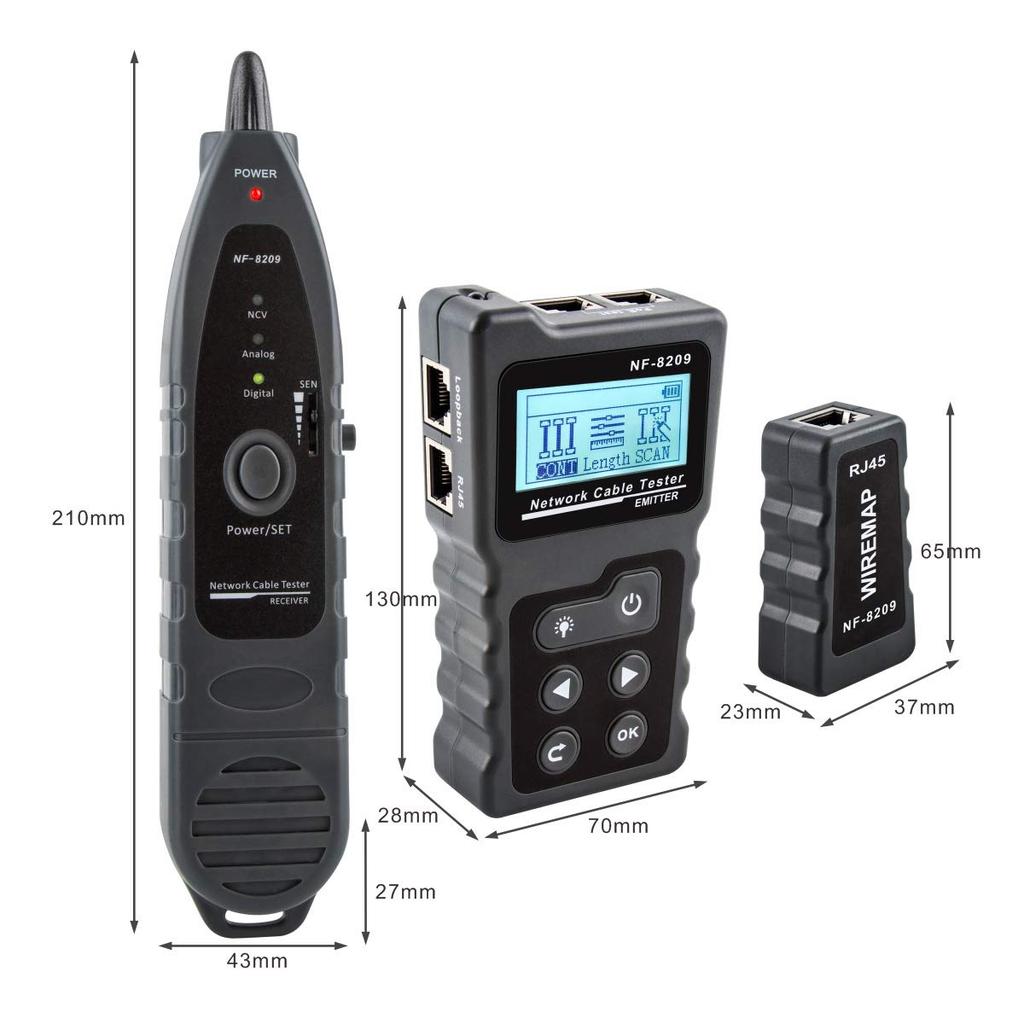 Dearsee Network Cable LAN Cable Wire PoE Cable Checker Tester, Cable, NF-8209 Tester, Tracker, Checker, PoE/Voltage/Current