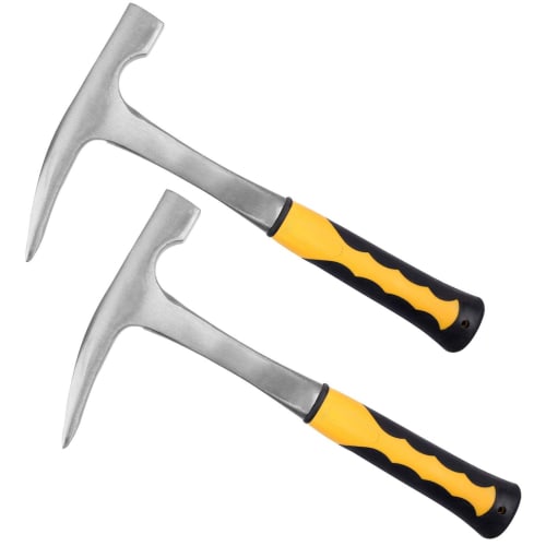 KEILEOHO 32 oz Rock Pick Hammer with Non-Slip Handle, 2-Pack, 11.8 Inch All-Steel Geologist Hammer, Drop-Forged Masonry Hammer with Sharp Tip for Mini