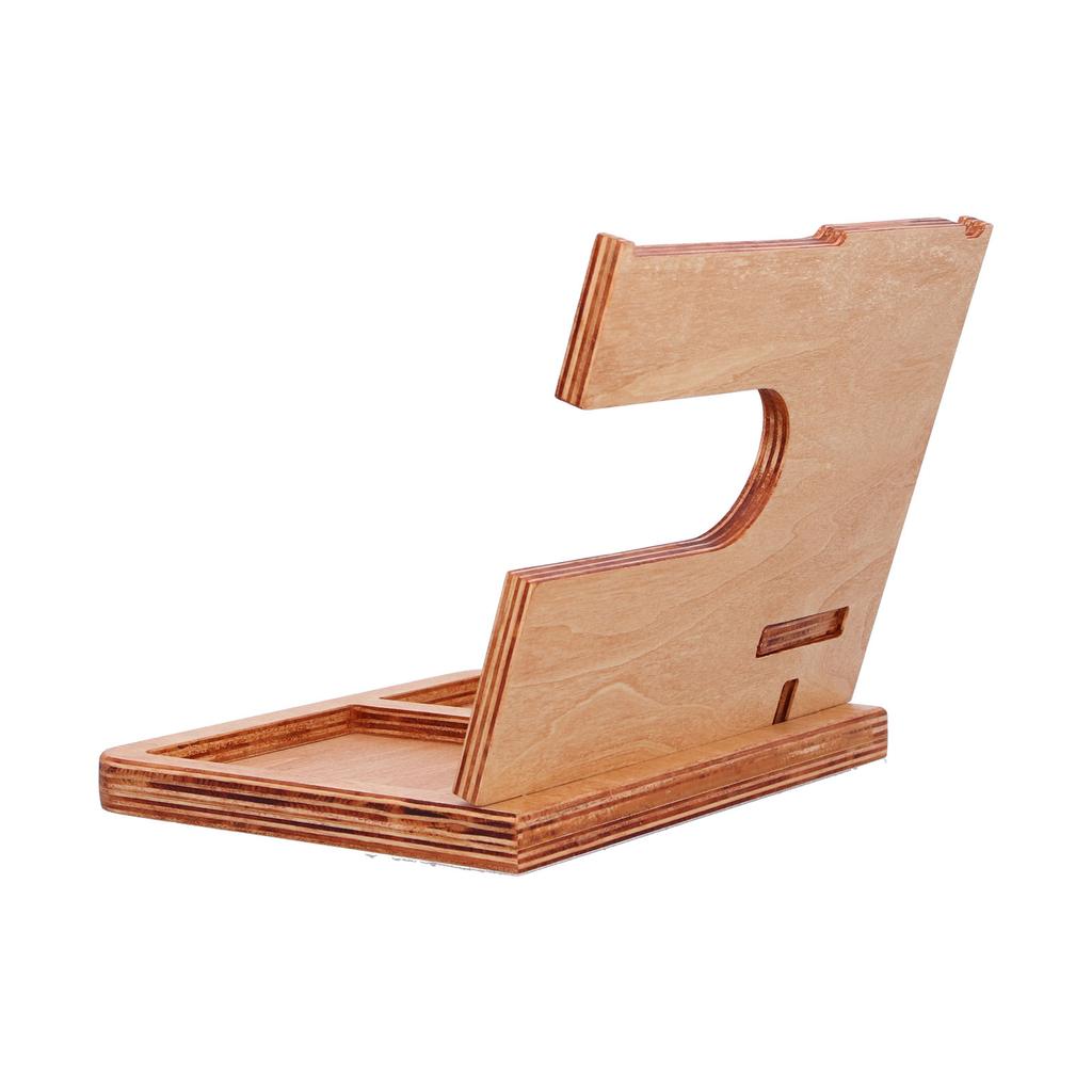 Wood Phone Docking Station Key Holder Desktop Storage Organizer Surface Polishing Treatment Watch Glasses Stand
