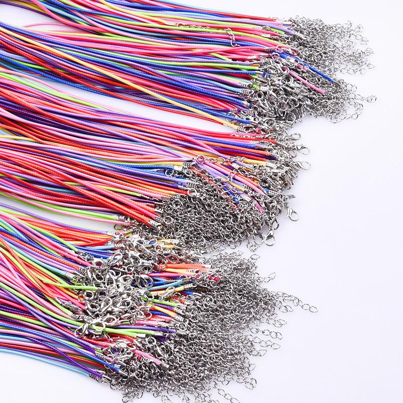 Random 102030Pcslot Handmade Rainbow Leather Adjustable Braided Rope Diy Necklace Chains For Women Men Fashion String Cord