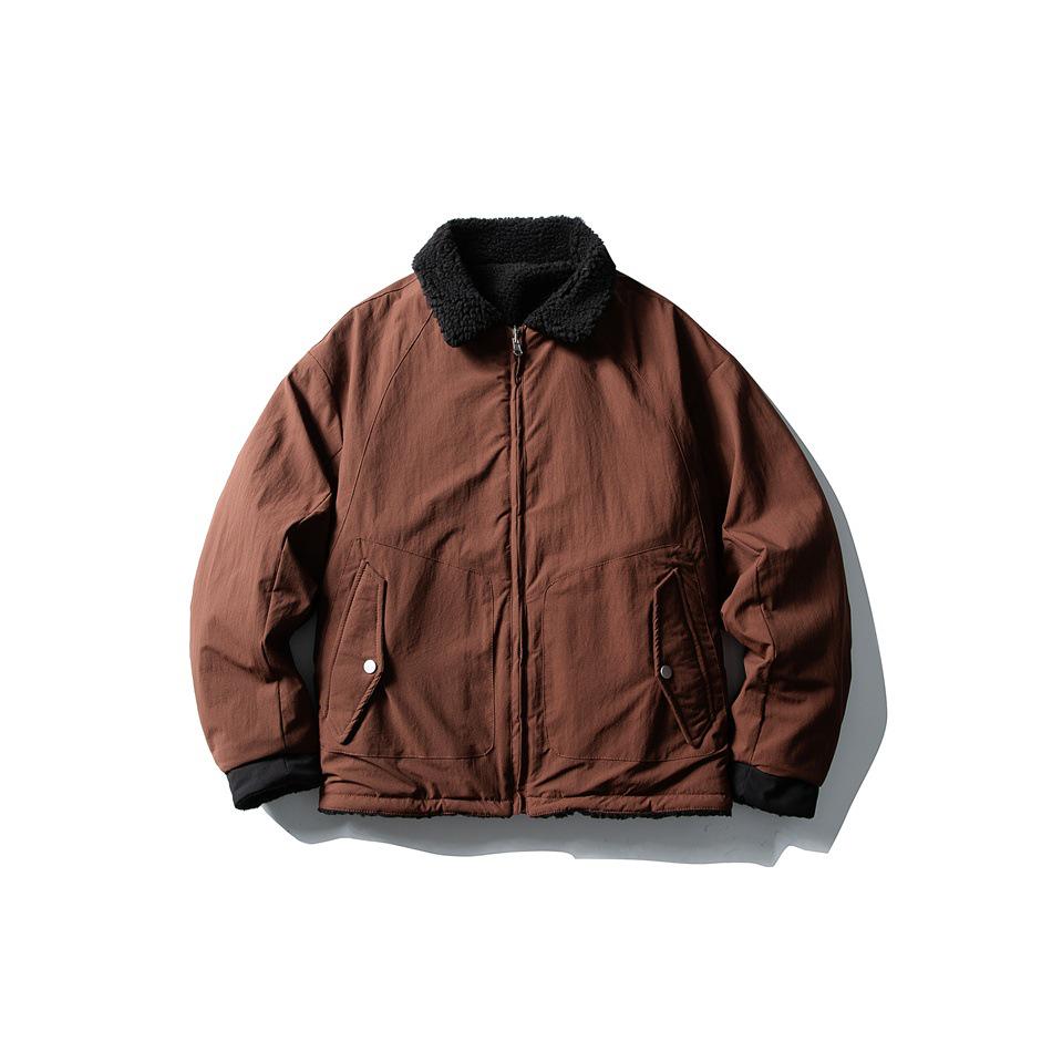 CROWD CITY Men's Japanese Retro Double-Sided Winter Lambswool Cotton Jacket Y598