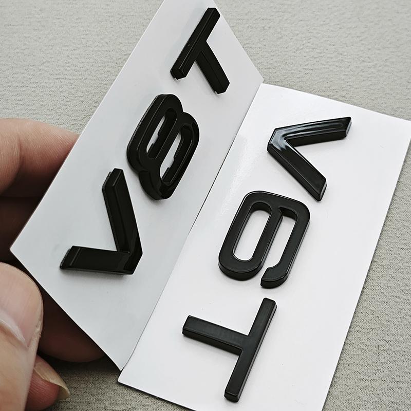 3D ABS Car Letters Rear Trunk Badge Logo V6T V8T Sticker Emblem Decal For Audi S4 S5 S6 S7 RS6 RS7 Q7 Q8 A5 A6 A7 A8 Accessories