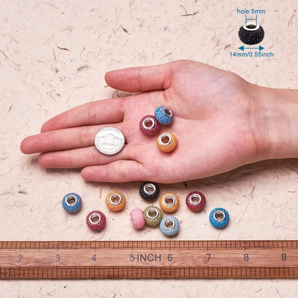 10/20/30pcs Resin European Large Hole Bead AB Color Decorative Bead Spaced Bead Pendant Bracelet Jewelry Making 14x9.5mm