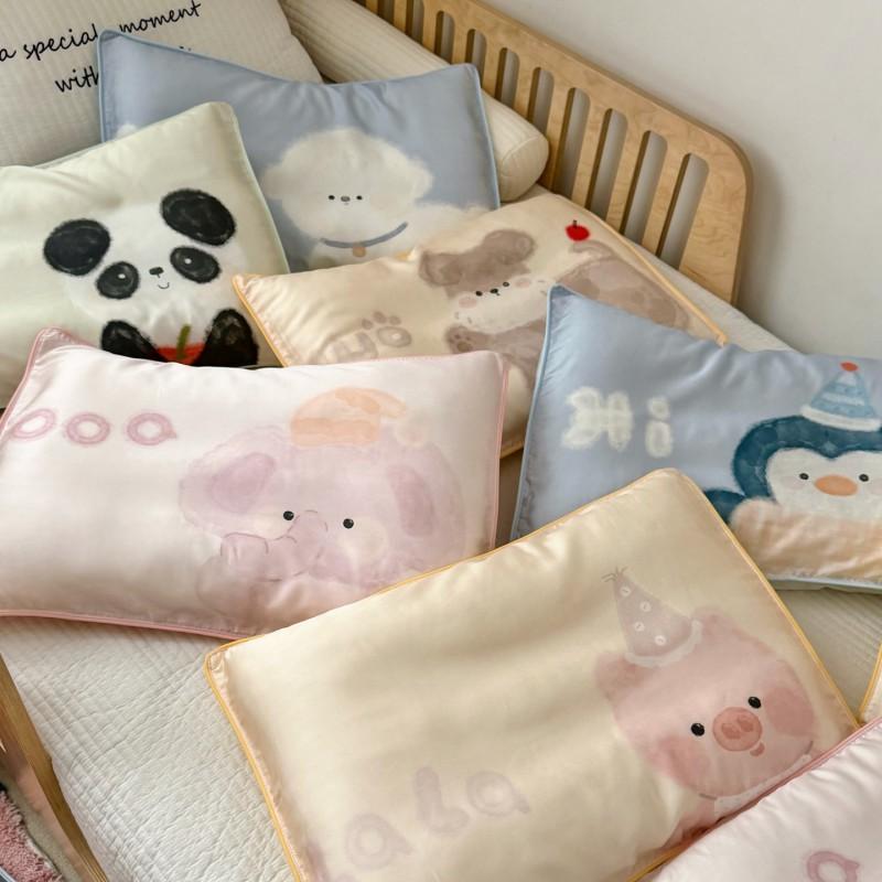 60s Tencel Kids Pillowcase 30x50cm Cartoon Print Cool Sleep Cover Toddler Nursery School Use