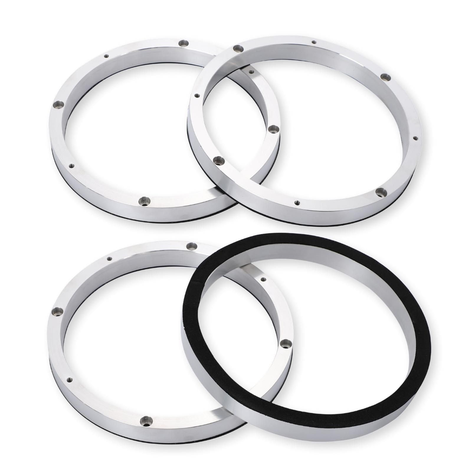 

calm wish Внутренняя перегородка, Алюминиевый Набор из 4 штук Аудиодинамики 6,5 дюймов для Автомобиля, Изготовленный на заказ Спейсер, Улучшение Качества Звука, Антивибрация, Универсальный 4 серебряный