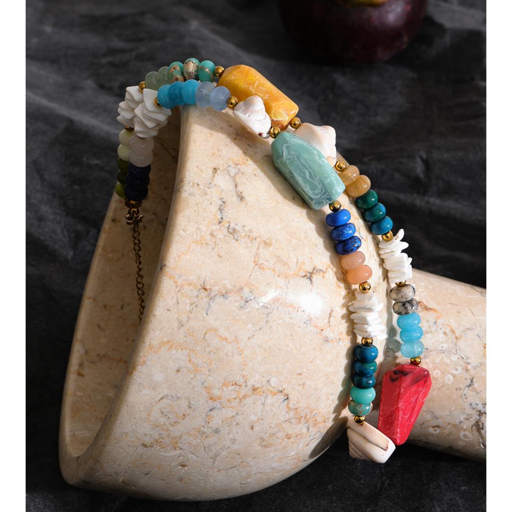 Eetit Ocean Series Handmade Jewelry 2026 New Arrivals Multi-Color Natural Stone Resin Conch Shell Beads Chain Fashion Necklace