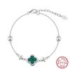 ORSA JEWELS 925 Silber Grüner Malachit Kleeblatt Armband O-Kette Mit Muschelperle Symbol Für Reichtum & Glück GMB69