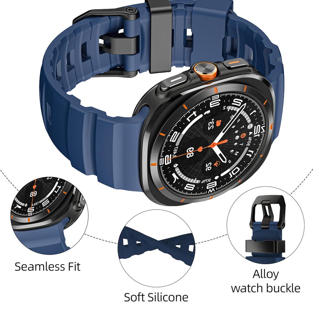 Miękki gumowy pasek do Samsung Galaxy Watch Ultra 47mm Pasek Męska sportowa bransoletka do Samsung Galaxy Ultra 47 Zakrzywione końcówki Pasek na nadgarstek