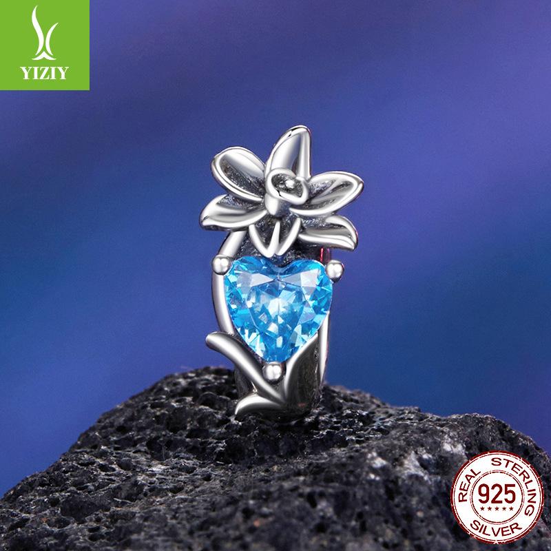 Twelfth Birthstone Flower Silicone Beads 925 Sterling Silver Diy Beaded Bracelet Accessories Bead Separator