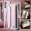 Crossbody Cards Solt Zipper Wallet Leather Case For Samsung Galaxy Z Fold 6 5 4 3 5G Purse Bag Pocket S-Pen Holder Lanyard Cover