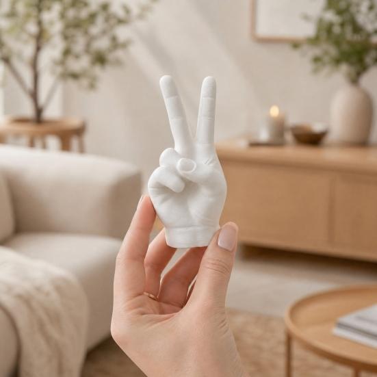 Statua Mano Gesto Stampa 3D Sì Segno Dito Scultura Decorazione Moderna da Tavolo