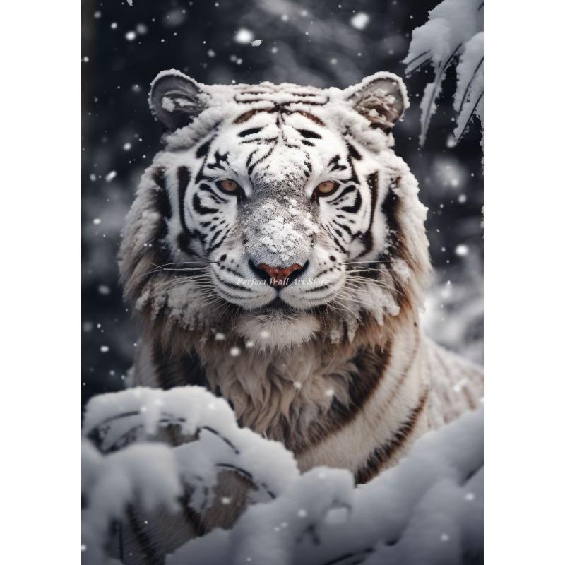 

Плакат Дикое животное Тигр Зимнее животное Холст Живопись Минимализм Стиль Черно-белые HD Картины для Гостиной Домашний Декор 21cm×30cm NoFrame