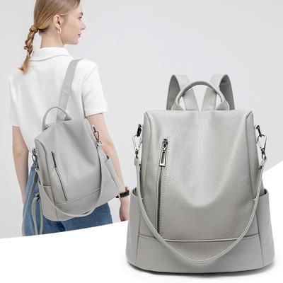 Korean Version of Simple Anti Theft Backpack for Women  New Summer Backpack  Large Capacity Soft Leather Bag  Casual One Shoulder Multi Purpose