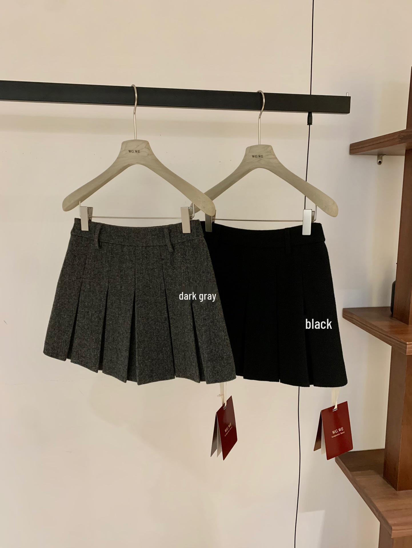 Women s High-Waisted A-Line Plaid Wool Mini Skirt with Pleats M серый/глубокий