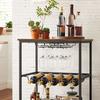 VASAGLE LRC087B01 Kitchen Trolley on Wheels with Shelves Glass and Bottle Holders 60 x 40 x 75 cm Industrial Design Vintage Brown/Black