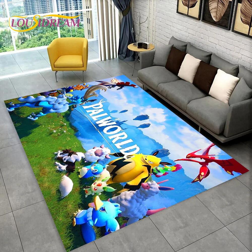 3D Cartoon Palworld Spiel Teppich für Zuhause Wohnzimmer Schlafzimmer Sofa Fußmatte Dekoration, Kinderteppich Rutschfeste Bodenmatte Geschenk