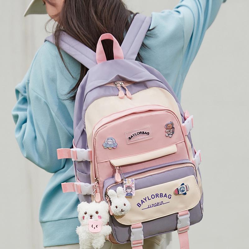 2024 Large Capacity Casual College Style Backpack for Girls - Fashionable Travel and School Bag for Junior High Students